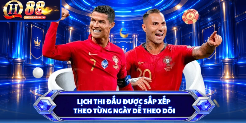 Lịch thi đấu được sắp xếp theo từng ngày dễ theo dõi